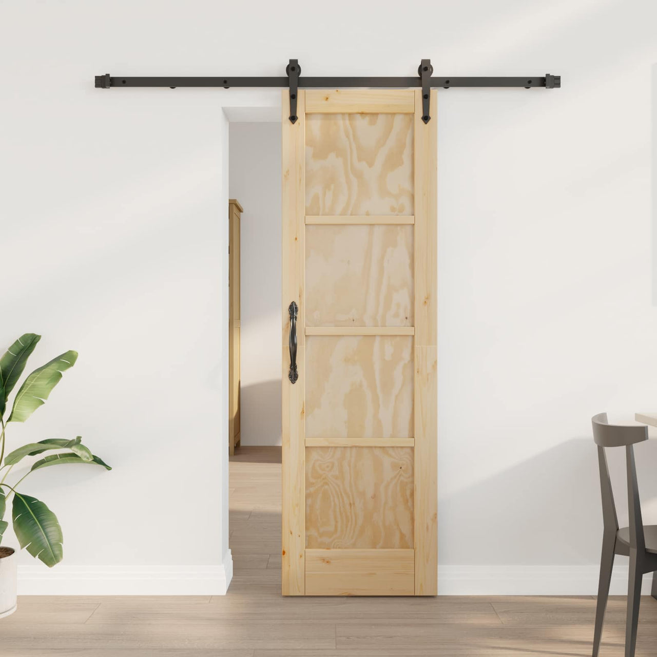Puerta Corredera Natural y Negro 61 x 198,5 cm