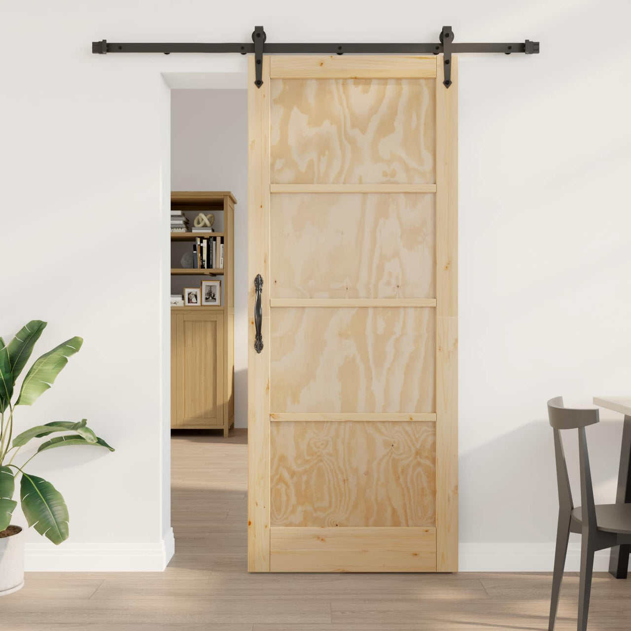 Porte coulissante ORKDAL naturel et noir 86 x 211 cm 