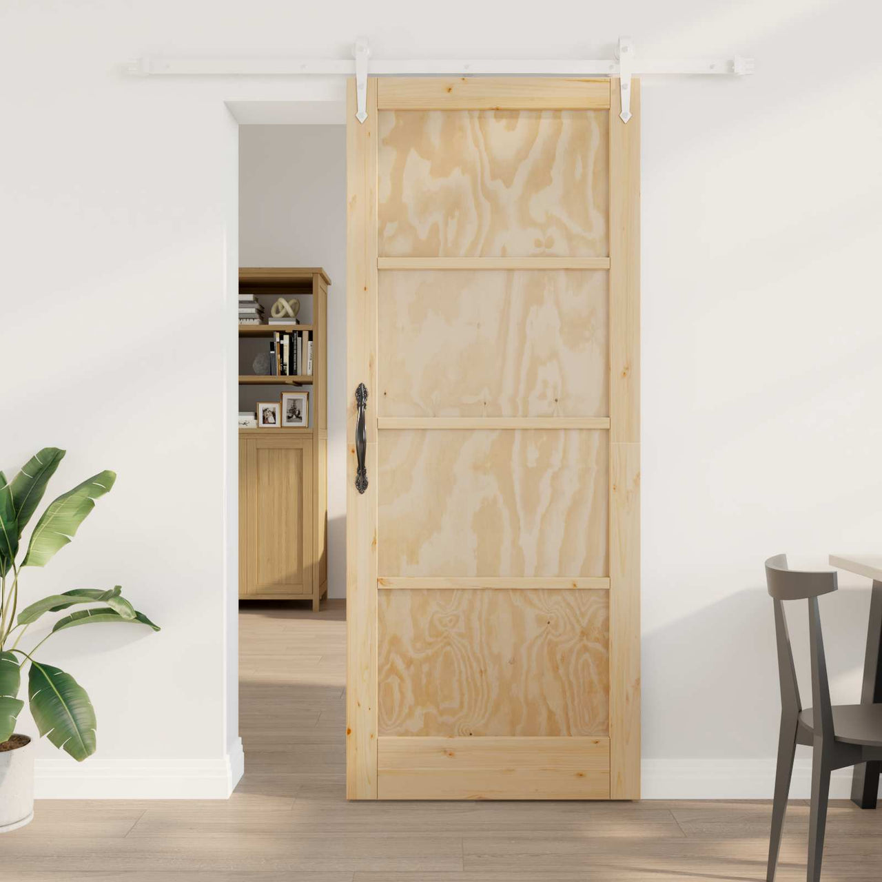 Porte coulissante ORKDAL naturelle et blanche 86 x 211 cm 