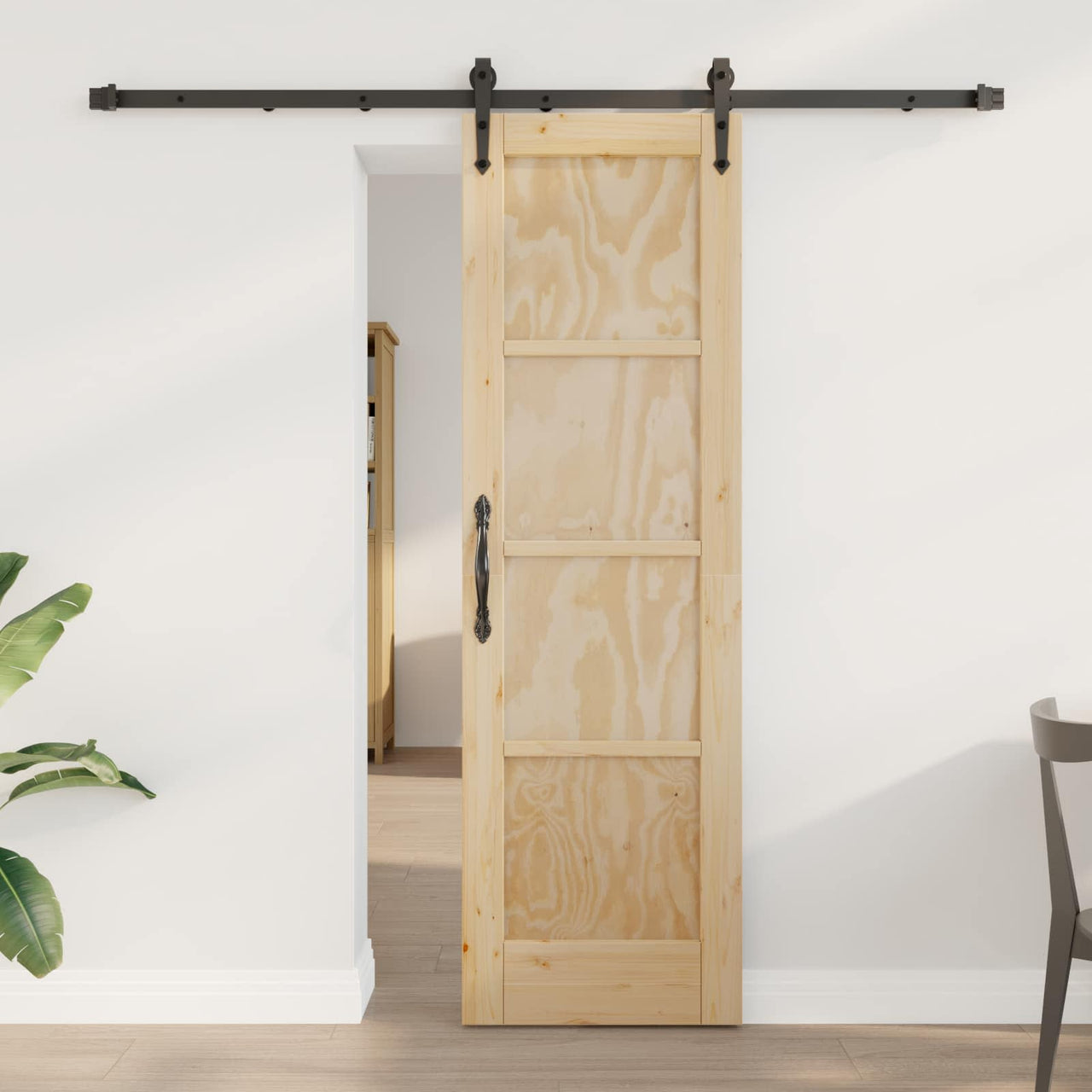 Porte coulissante ORKDAL naturel et noir 61 x 198,5 cm 