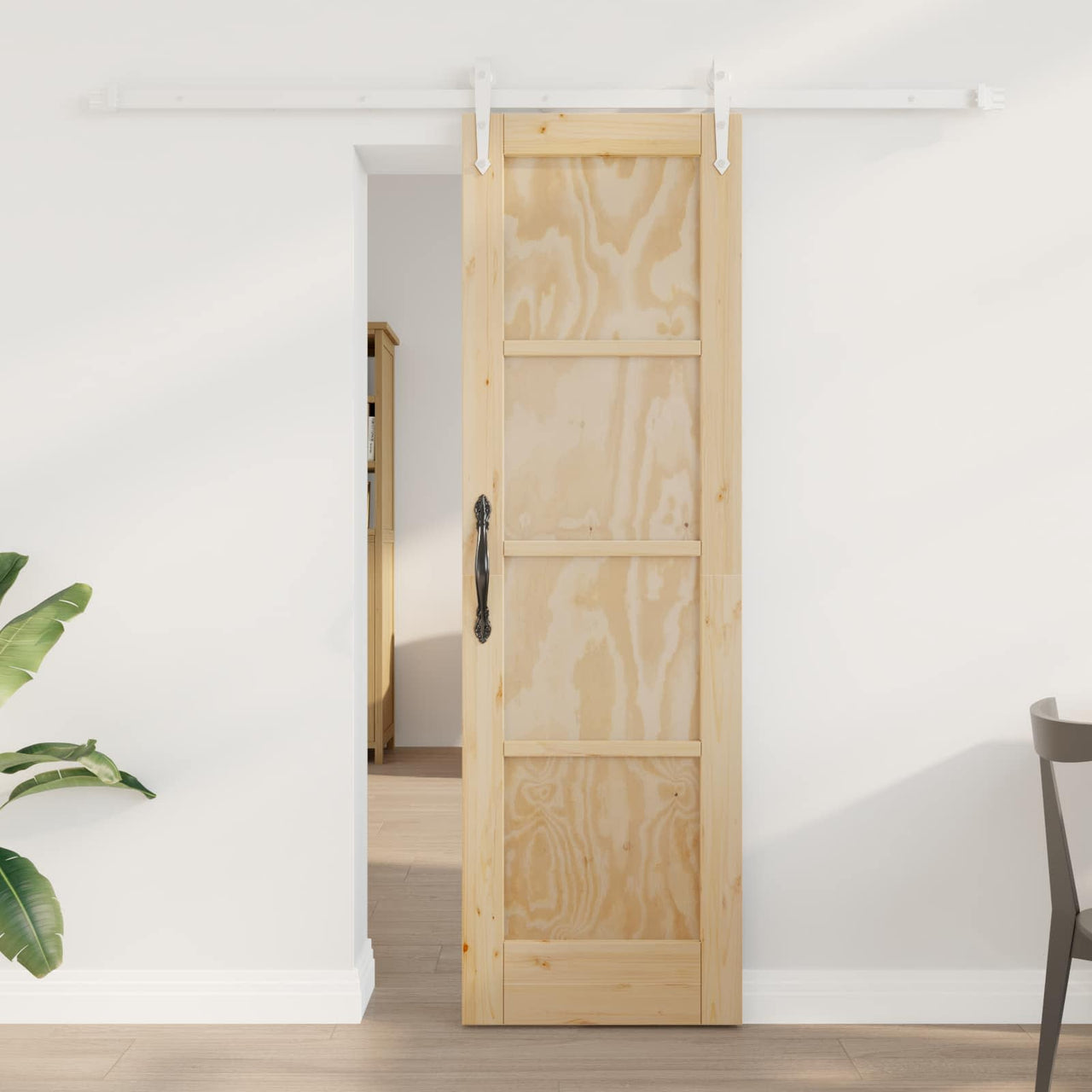 Porte coulissante ORKDAL naturelle et blanche 61 x 198,5 cm 