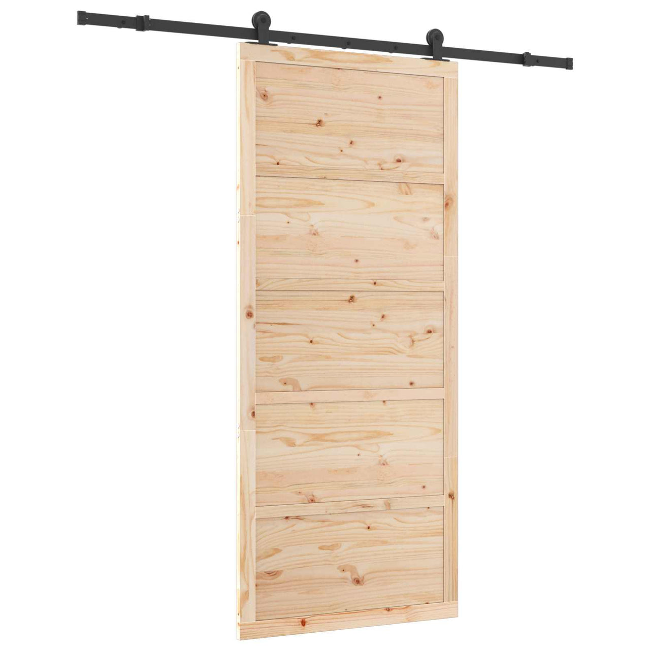 Porte coulissante naturelle 80 x 208 cm en bois de pin massif 