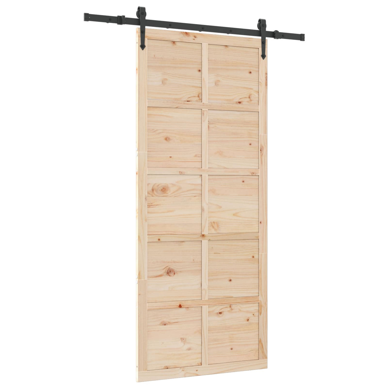 Porte coulissante naturelle 80 x 208 cm en bois de pin massif 
