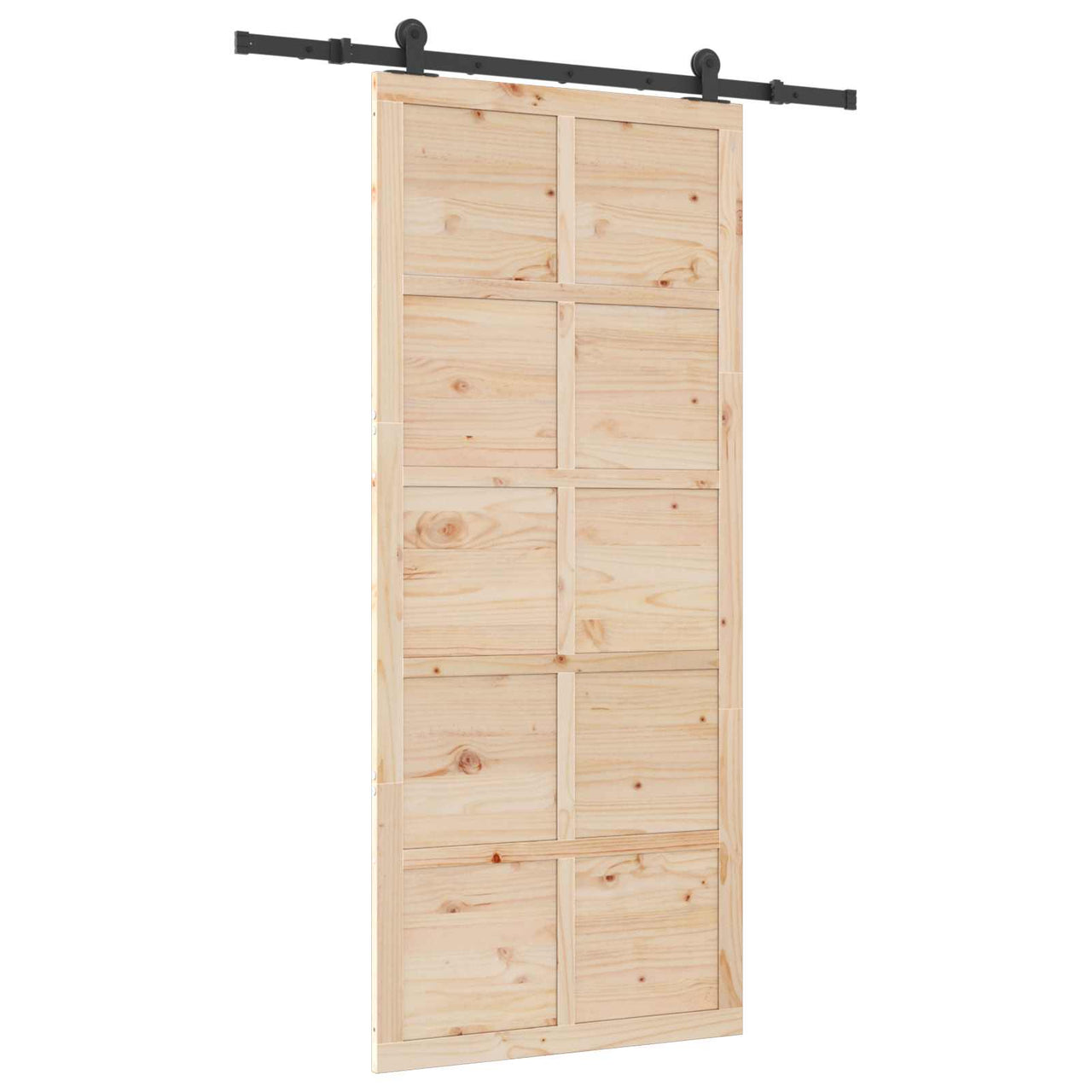 Porte coulissante naturelle 80 x 208 cm en bois de pin massif 