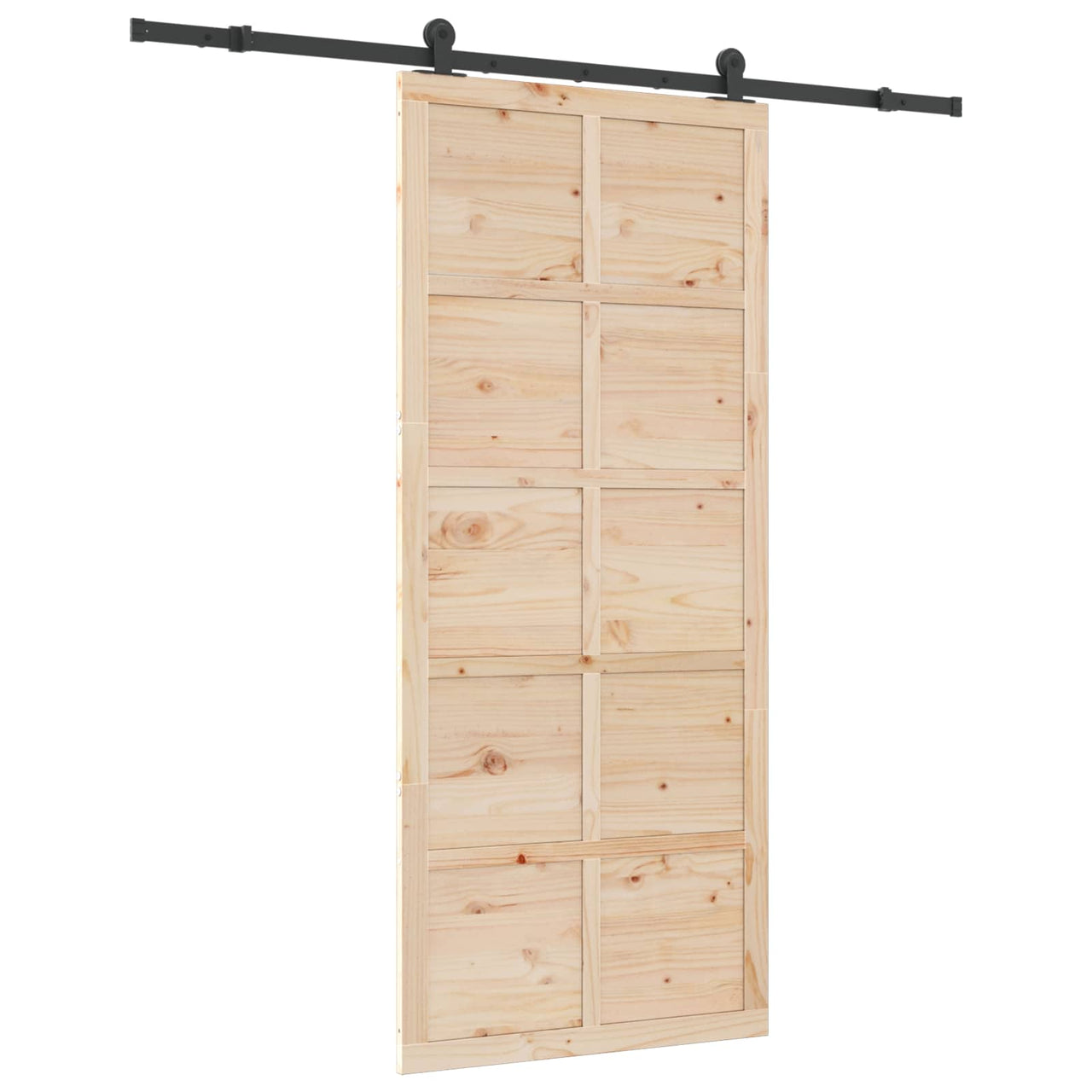 Porte coulissante naturelle 80 x 208 cm en bois de pin massif 