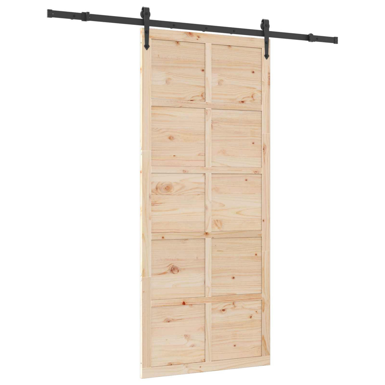 Porte coulissante naturelle 90 x 208 cm en bois de pin massif 