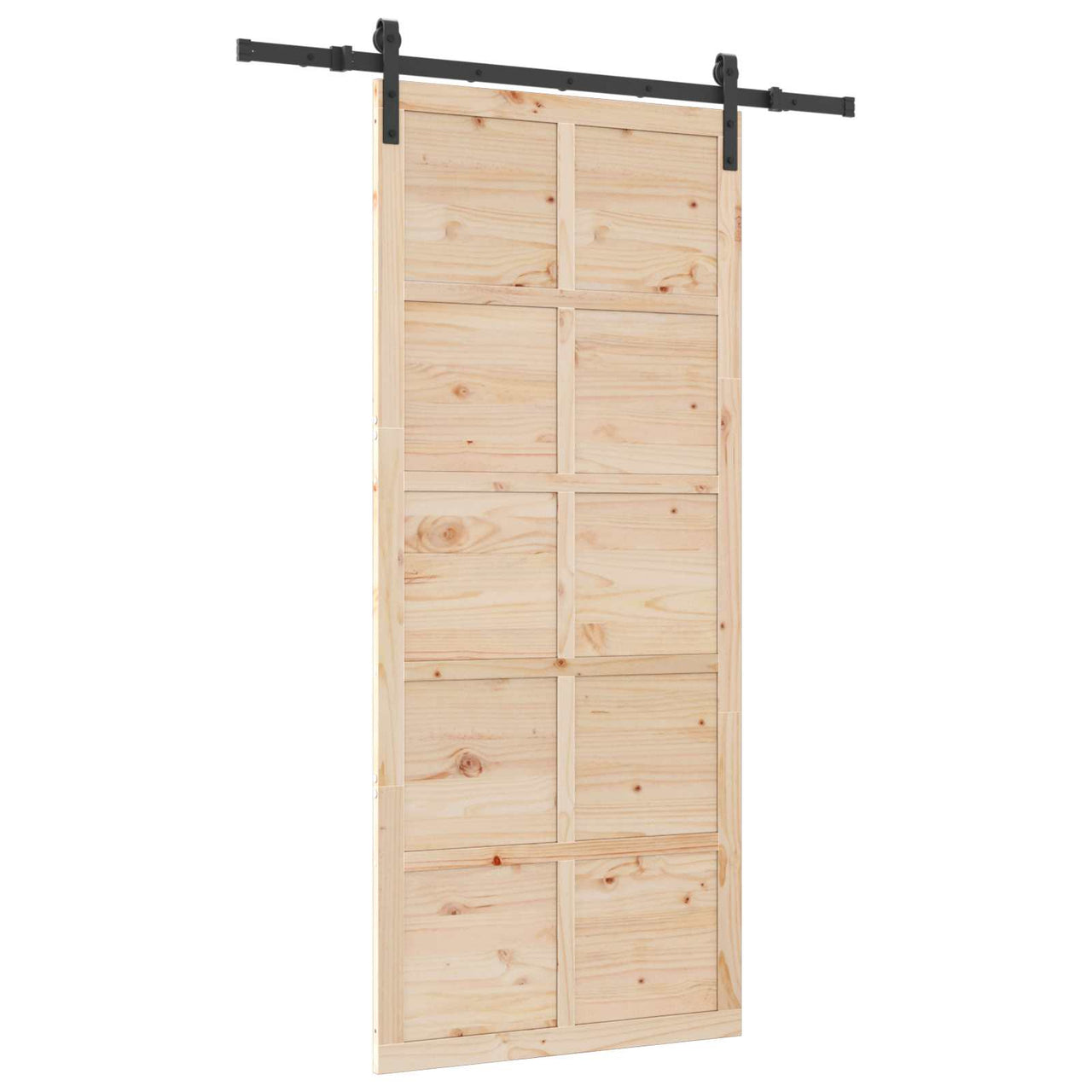 Porte coulissante naturelle 80 x 208 cm en bois de pin massif 