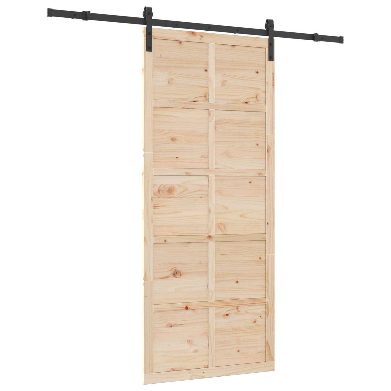 Porte coulissante naturelle 90 x 208 cm en bois de pin massif 