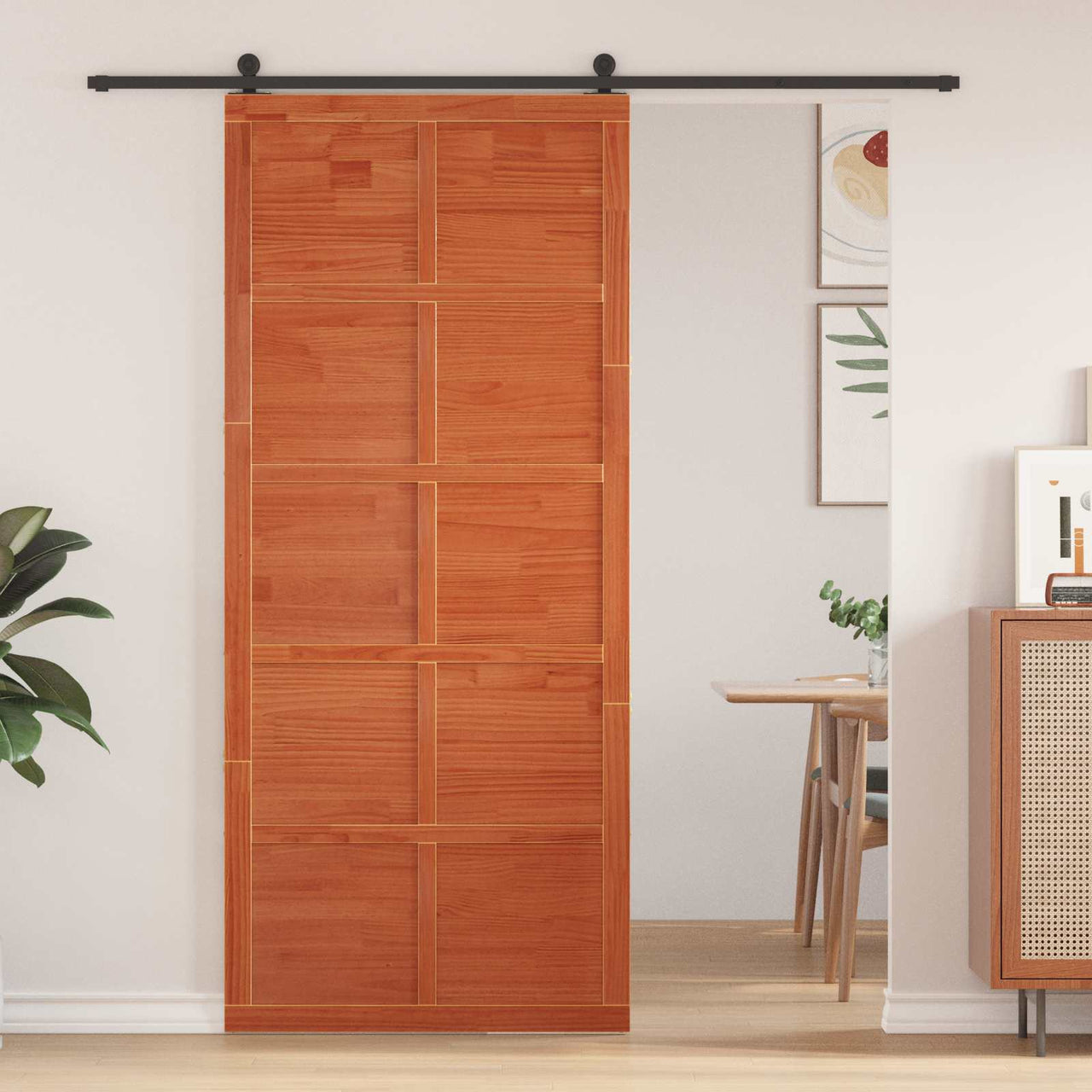 Porte coulissante marron cire 100 x 2,5 x 208 cm 