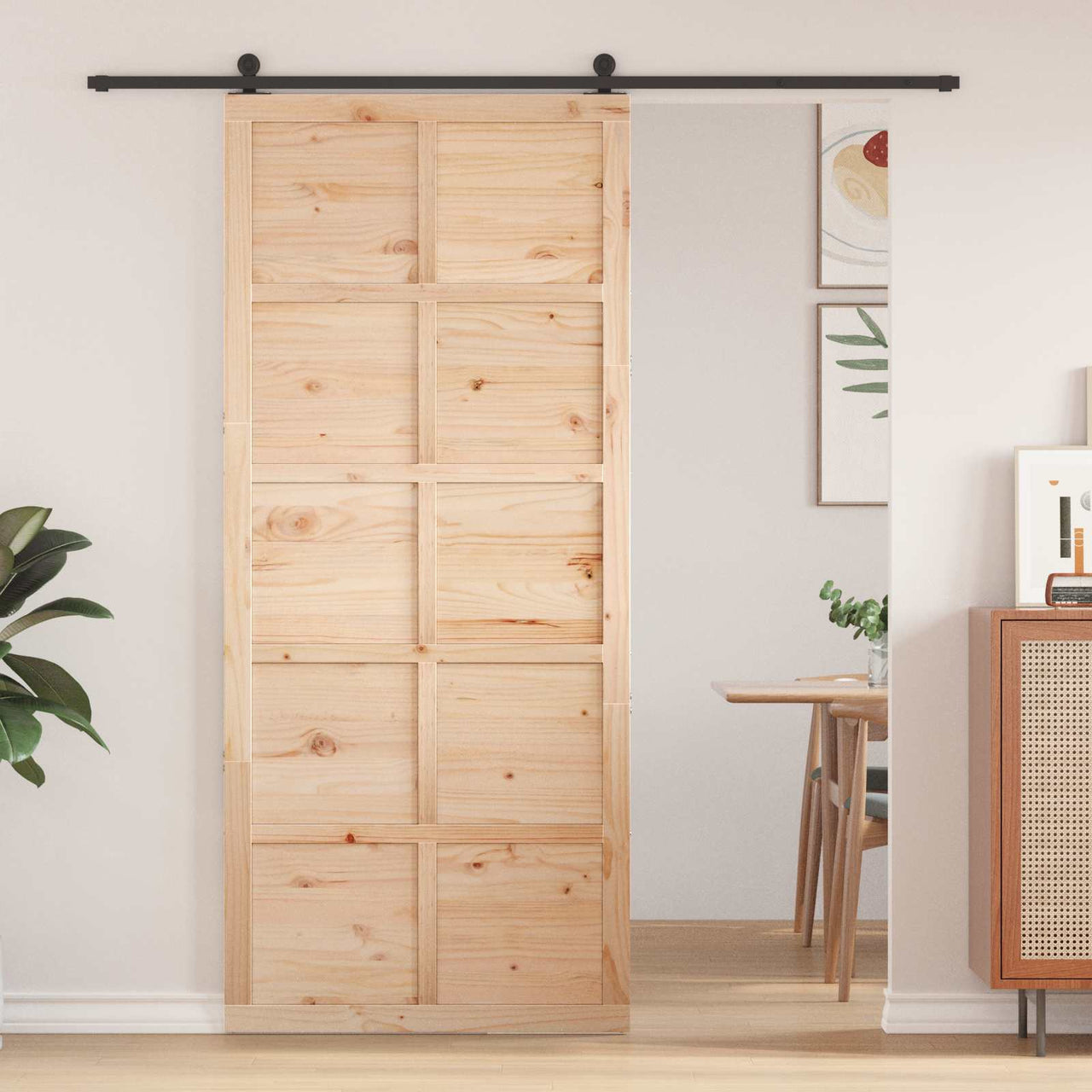 Porte coulissante naturelle 80 x 2,5 x 208 cm 