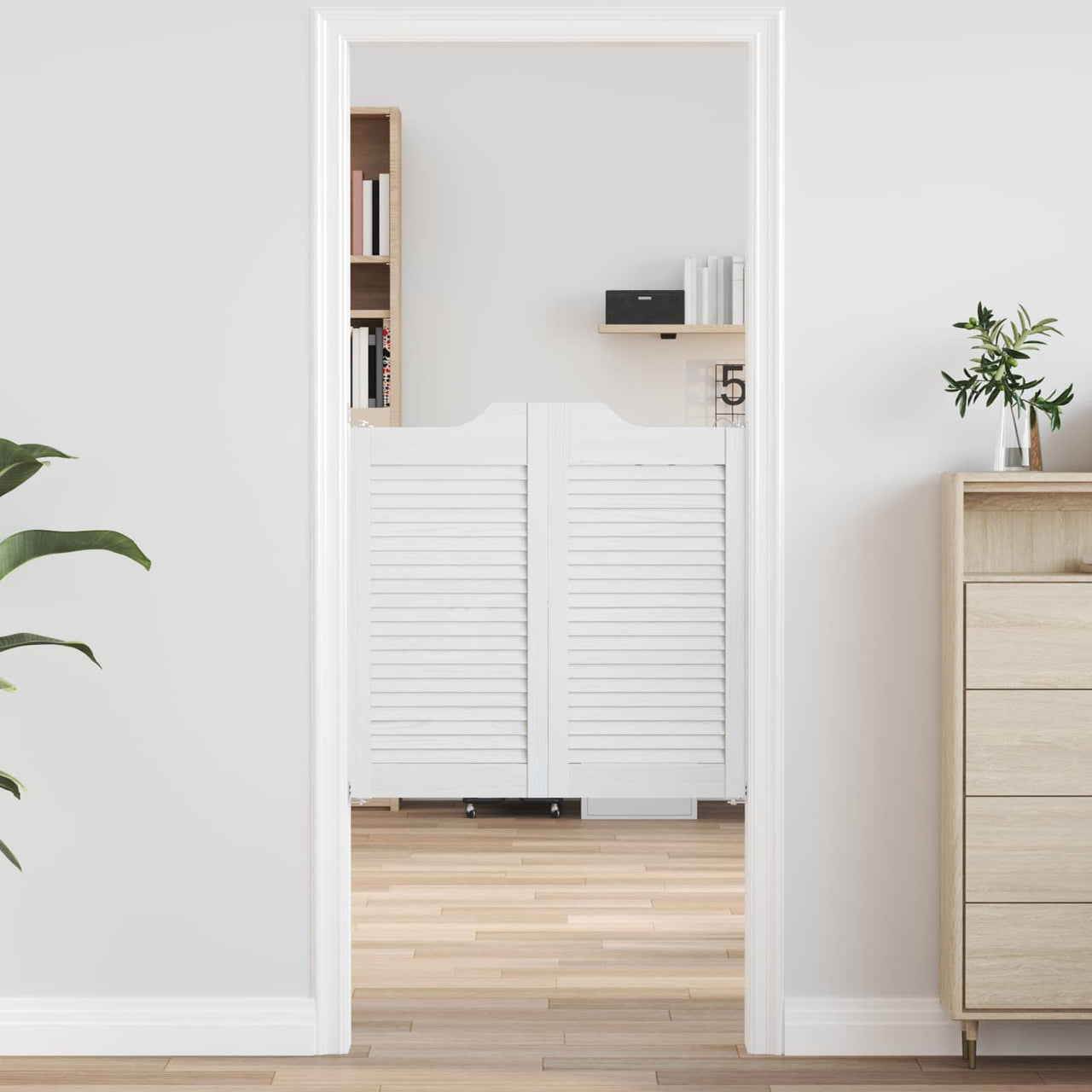 Portes battantes 2 pcs Blanc Bois de pin massif 