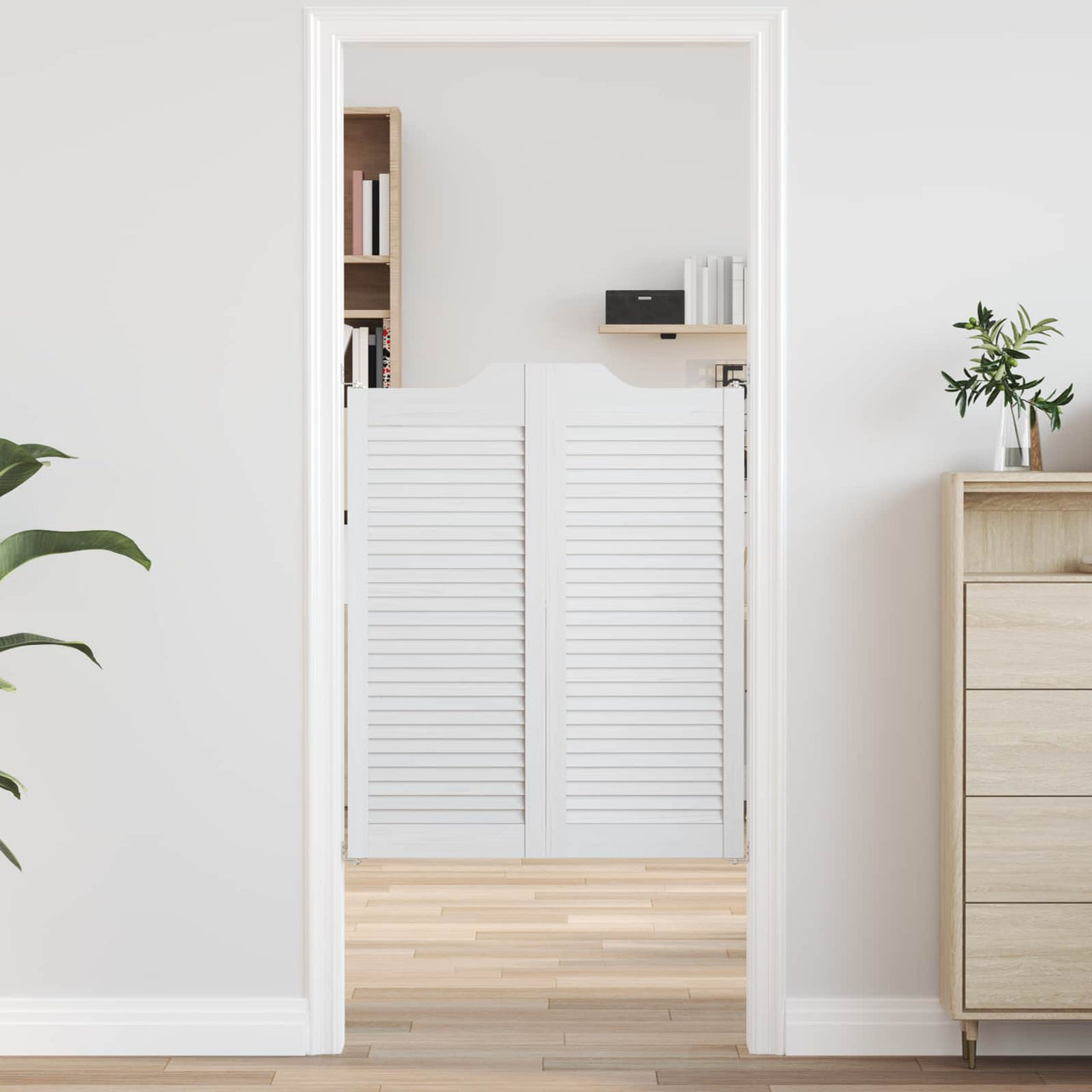 Portes battantes Blanches 100 x 40 cm Bois de Pin Massif 