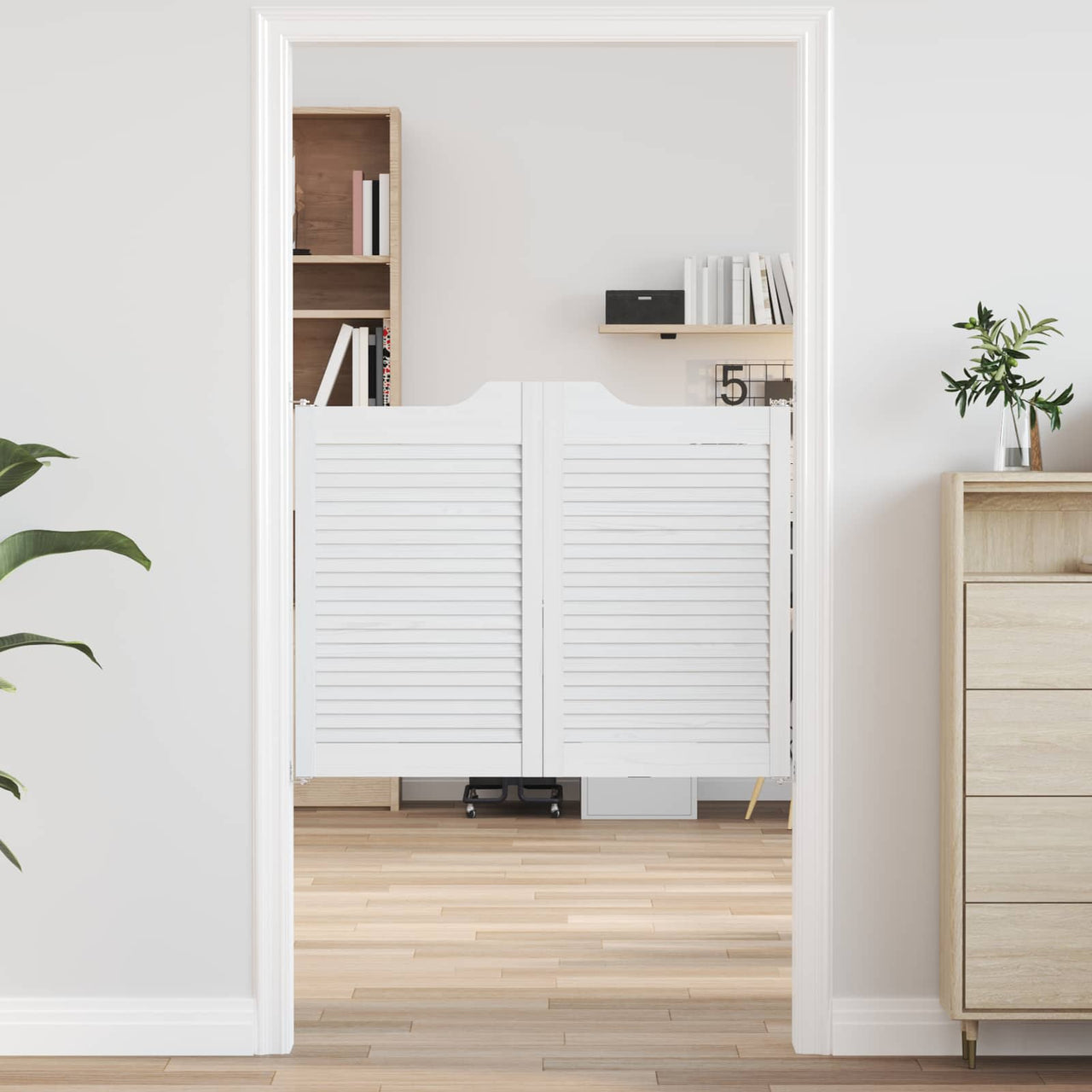 Portes battantes 2 pcs Blanc Bois de pin massif 