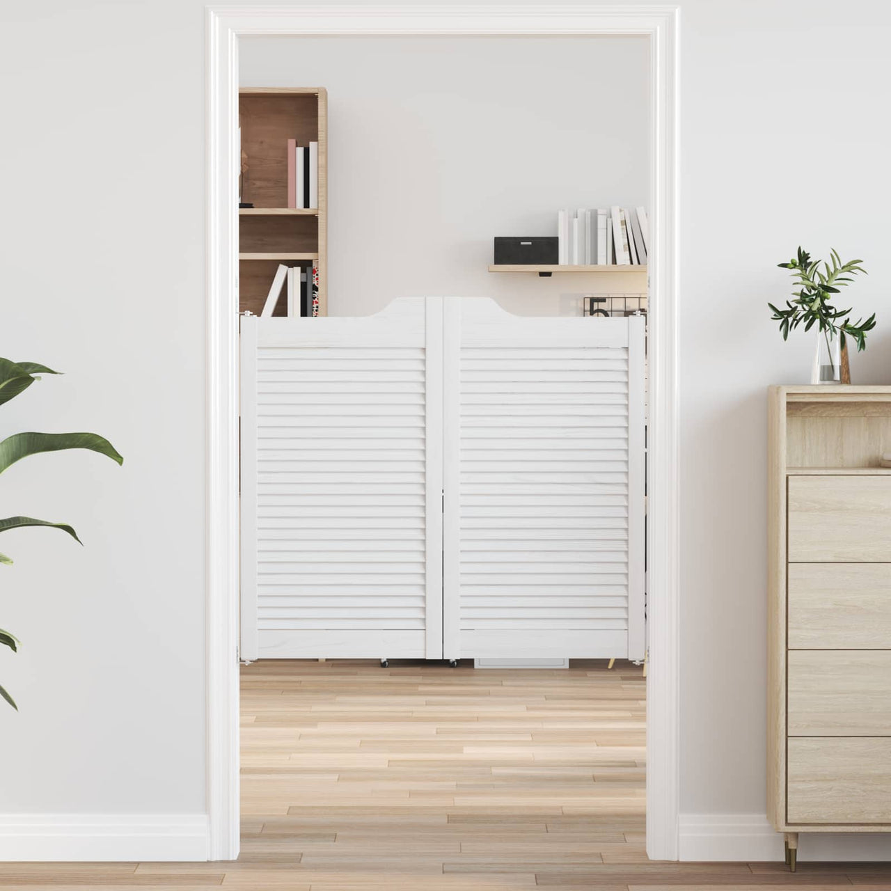 Portes battantes 2 pcs Blanc Bois de pin massif 