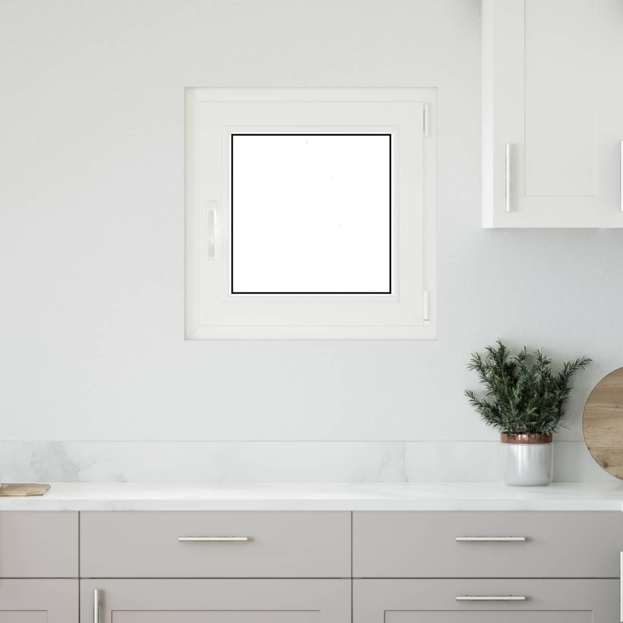 Ventana de Sótano 50 x 50 cm PVC y Vidrio Blanco