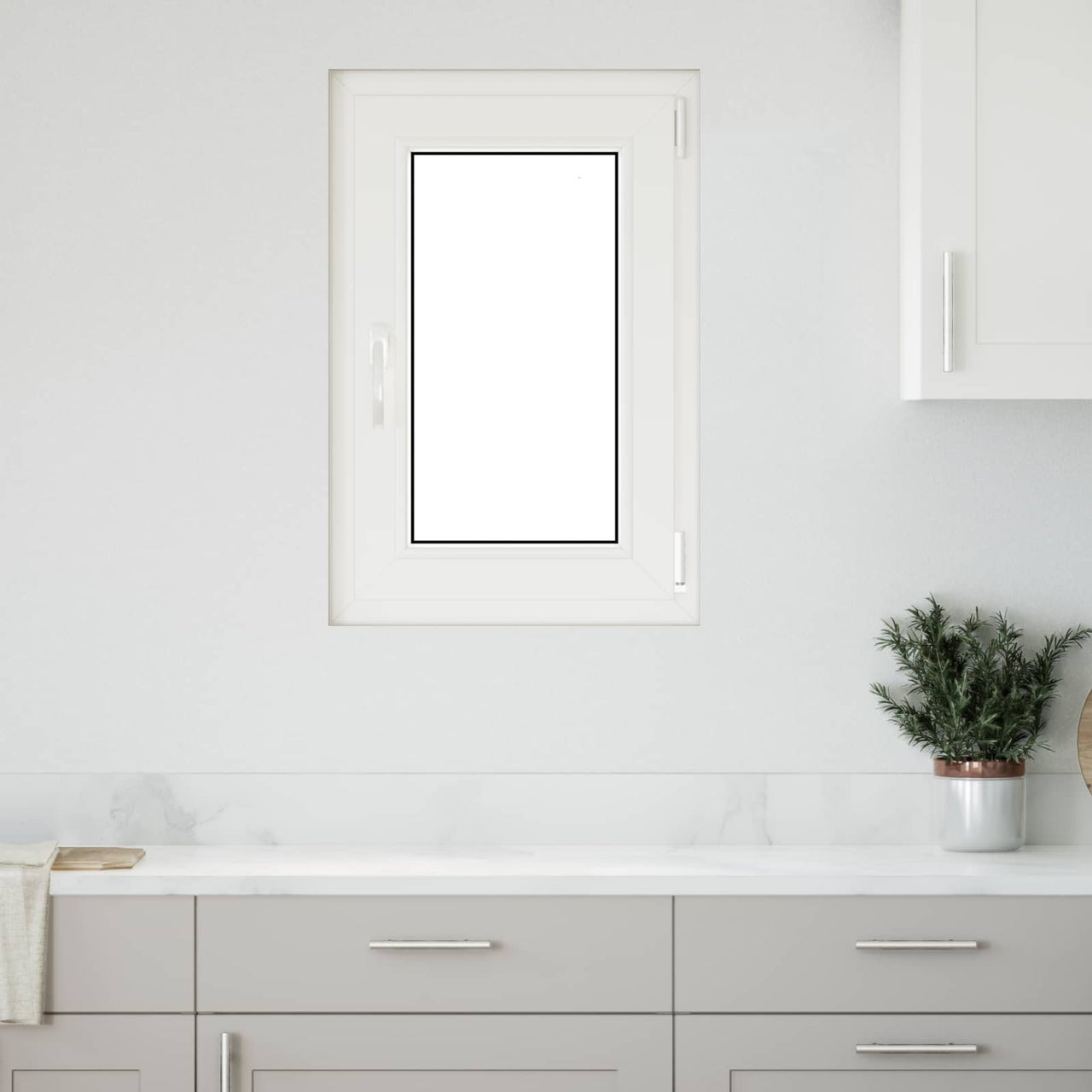 Ventana de Sótano 50 x 75 cm PVC y Vidrio Blanco