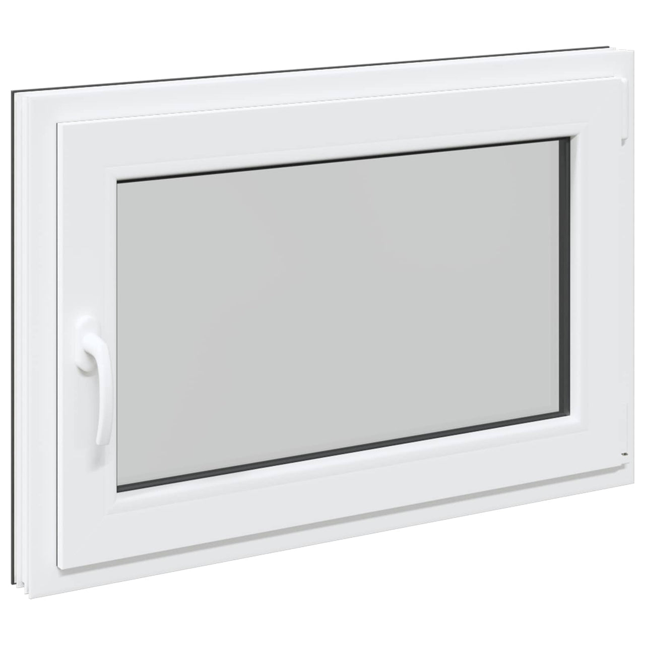 Ventana de Sótano 90 x 60 cm PVC y Vidrio Gris Antracita