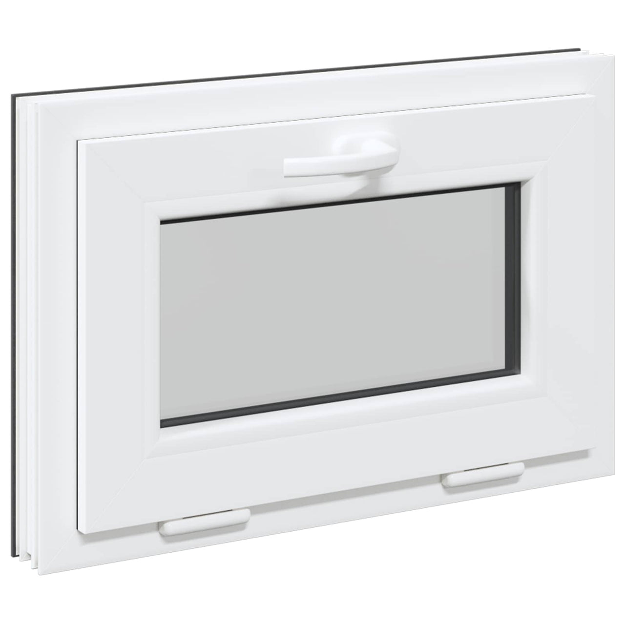 Ventana de Sótano 60 x 40 cm PVC y Vidrio Gris Antracita