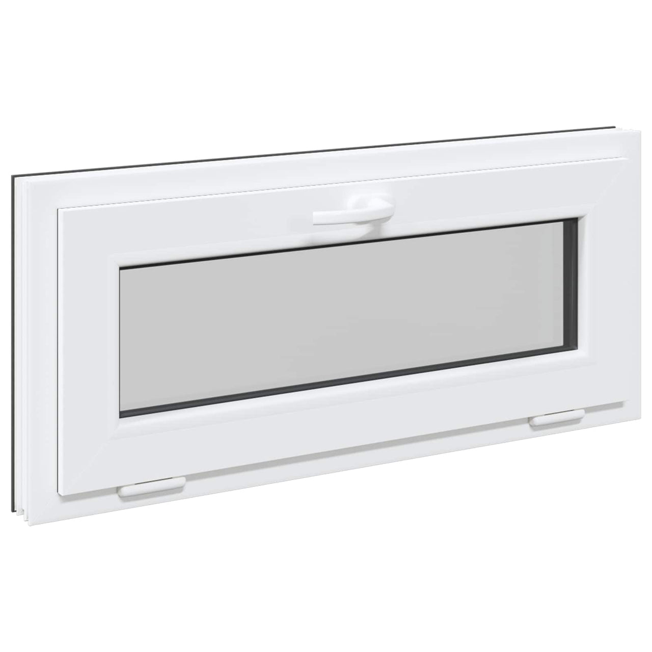 Ventana de Sótano 90 x 40 cm PVC y Vidrio Gris Antracita