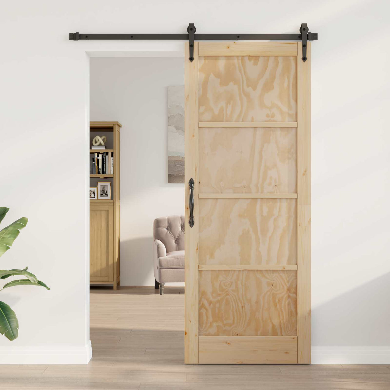 Porte intérieure naturelle 93 x 211 cm en contreplaqué 
