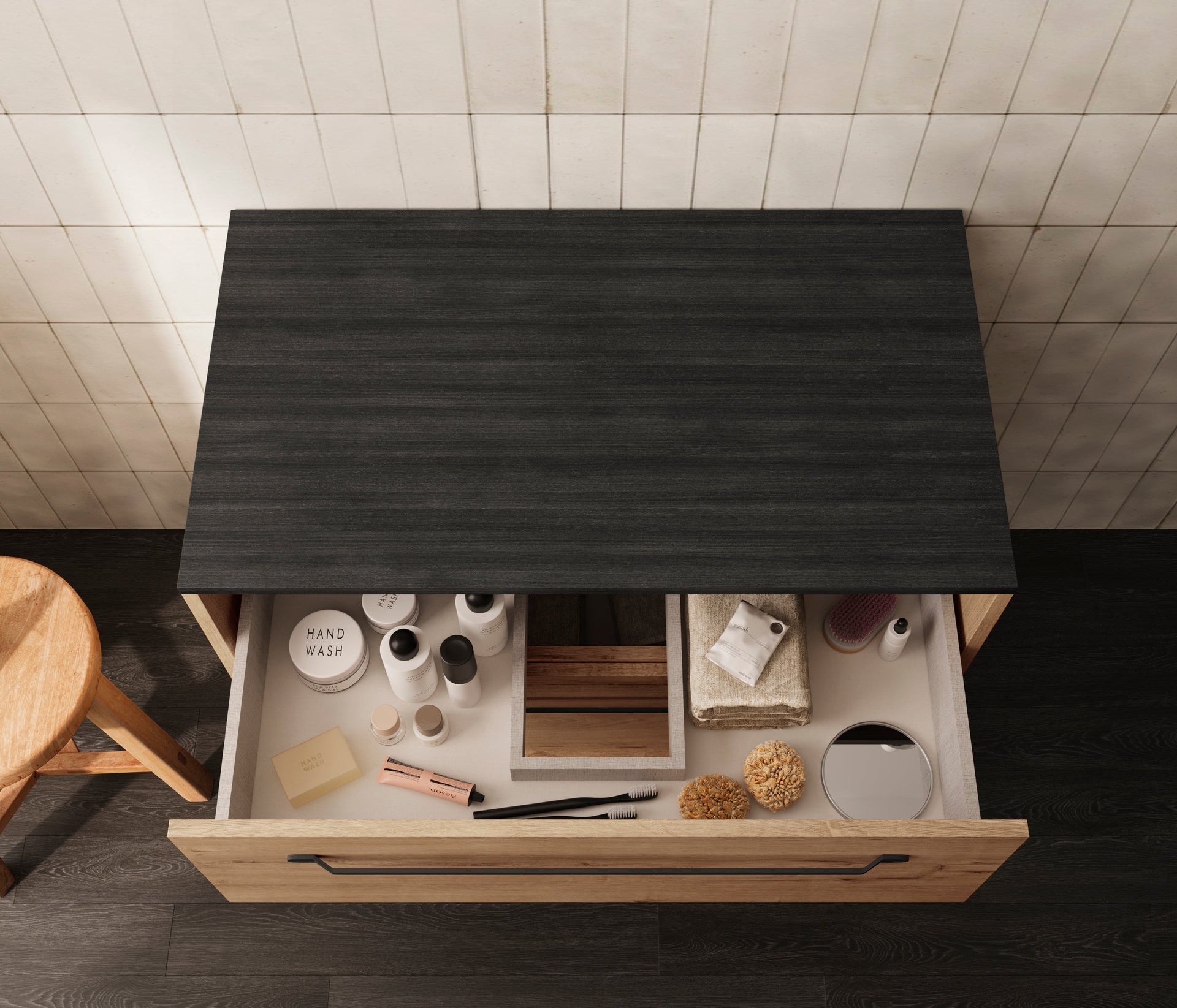 BATHME LENNOX TAP Mueble de Baño sin Lavabo con Encimera Roble Ostippo Ebony - Vetonek