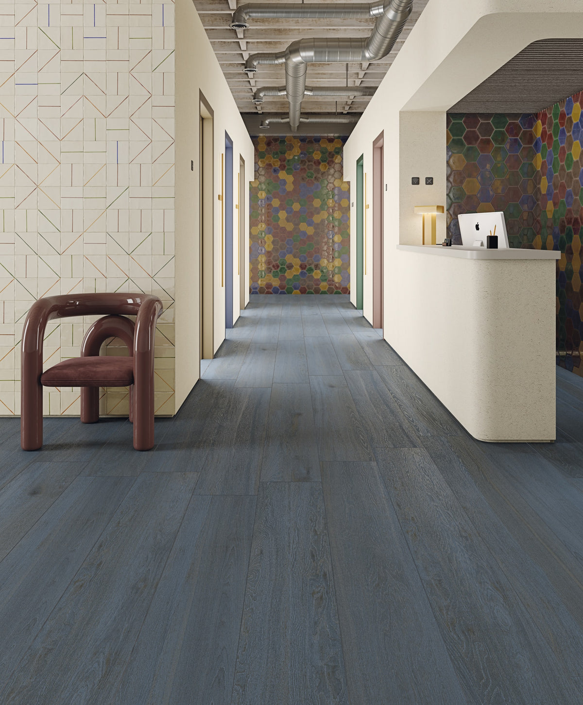Ambiente con baldosa hexagonal Trani Bisceglie Azul - Vetonek