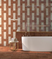 Ambiente con revestimiento efecto barro Lecce Bold y Mellow - Vetonek
