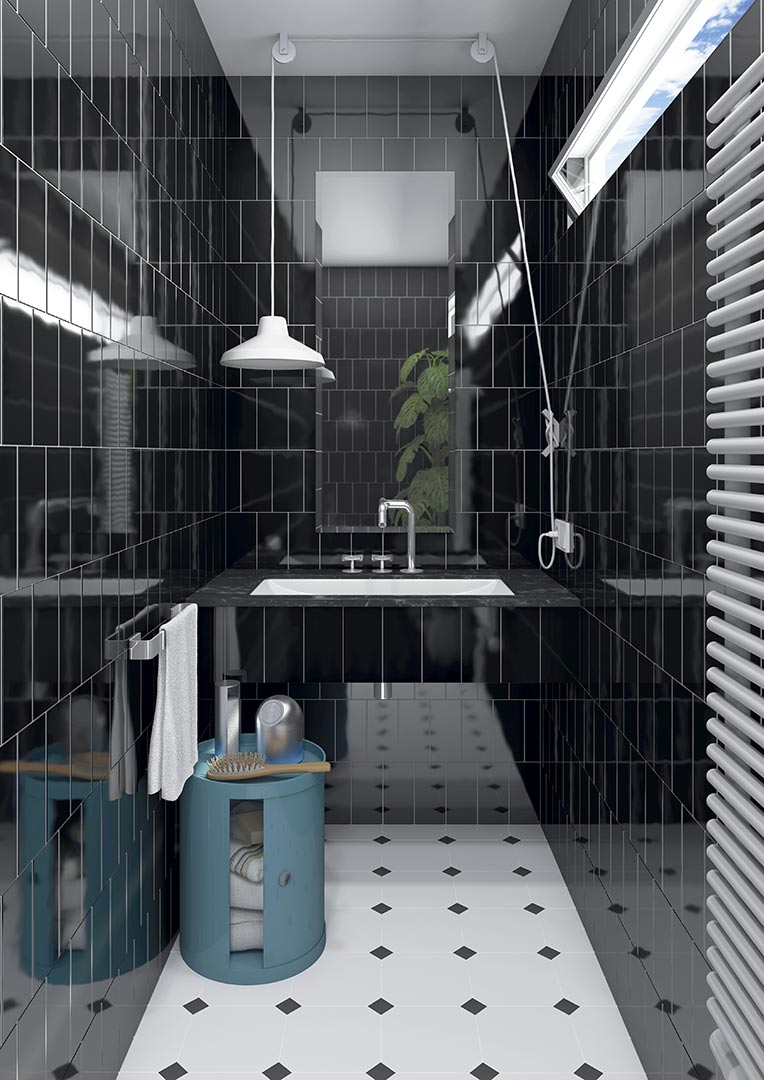 Ambiente con azulejo metro Génova - Vetonek