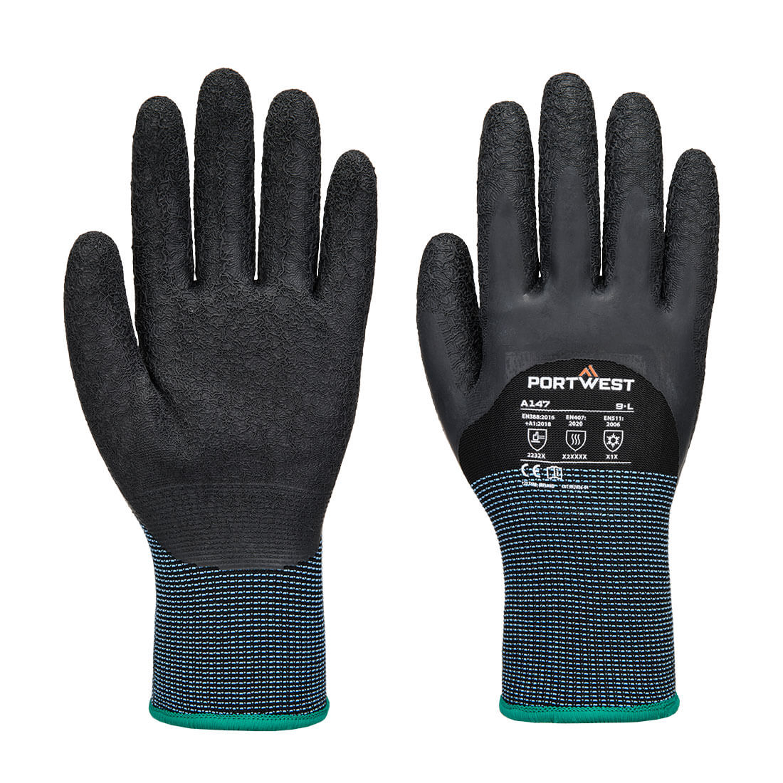 Guante Cold 13 sumergido 3/4 en látex Negro - Portwest A147