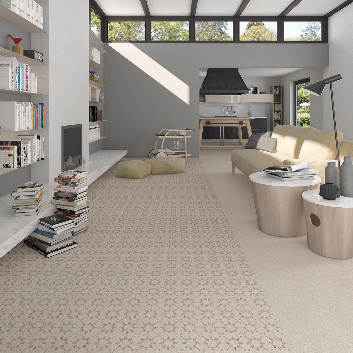 Ambiente con baldosa terrazo Imperia Crema - Vetonek