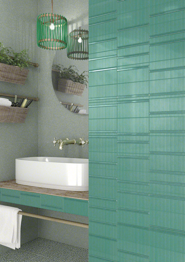 Baño con relieve Urbino Fano Turquesa - Vetonek