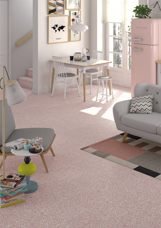 Ambiente con baldosa terrazo Imperia Taggia Rosa - Vetonek