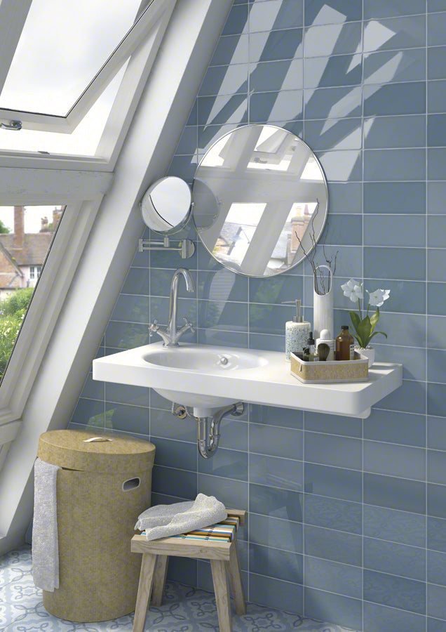 Baño con azulejo brillo Urbino Azul - Vetonek