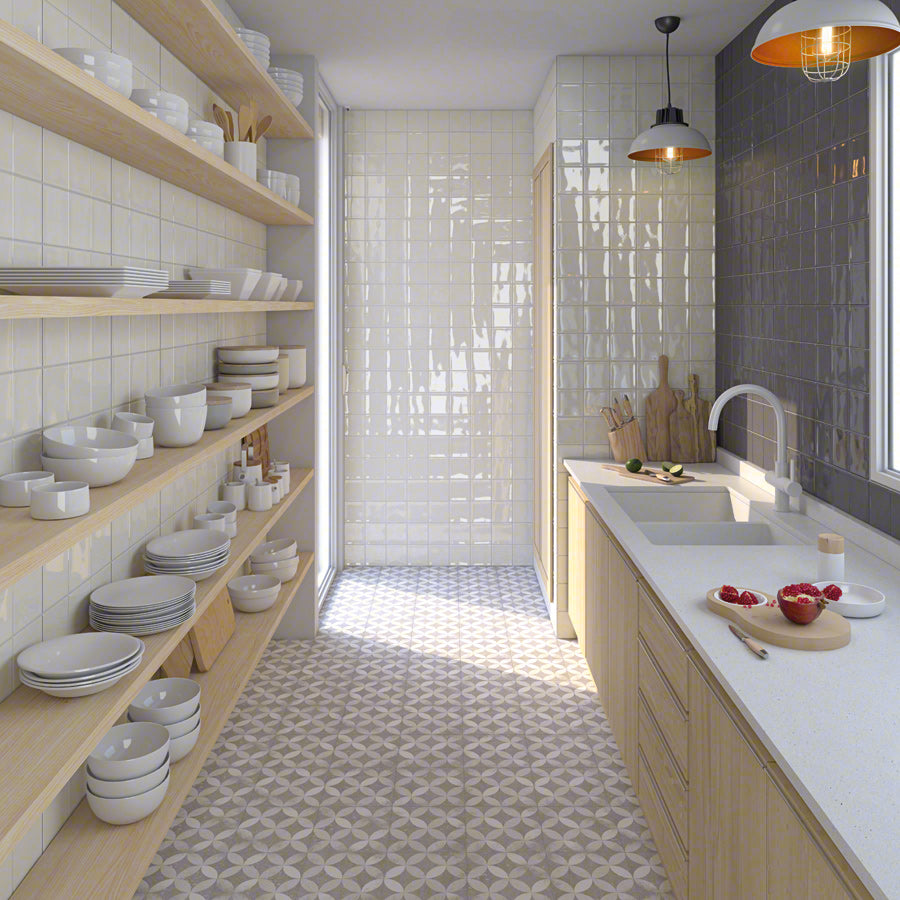 Cocina con azulejo decorado Frascati Nemi Blanco - Vetonek