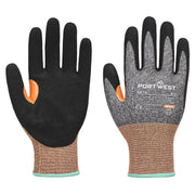 CS Cut G18 guante de nitrilo arenoso A7 Gris/Negro - Portwest A675