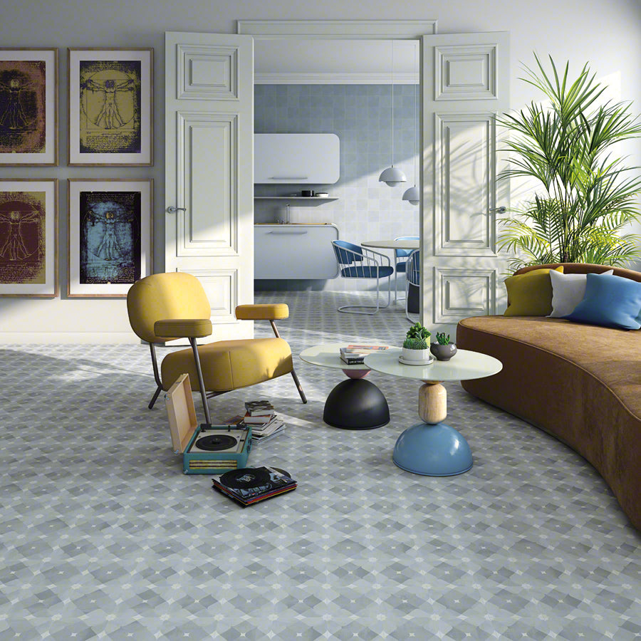 Ambiente con suelo vintage Brescia Manerba y Celeste - Vetonek