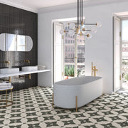 Baño con baldosa octogonal terrazo Asti Calamandrana Negro - Vetonek