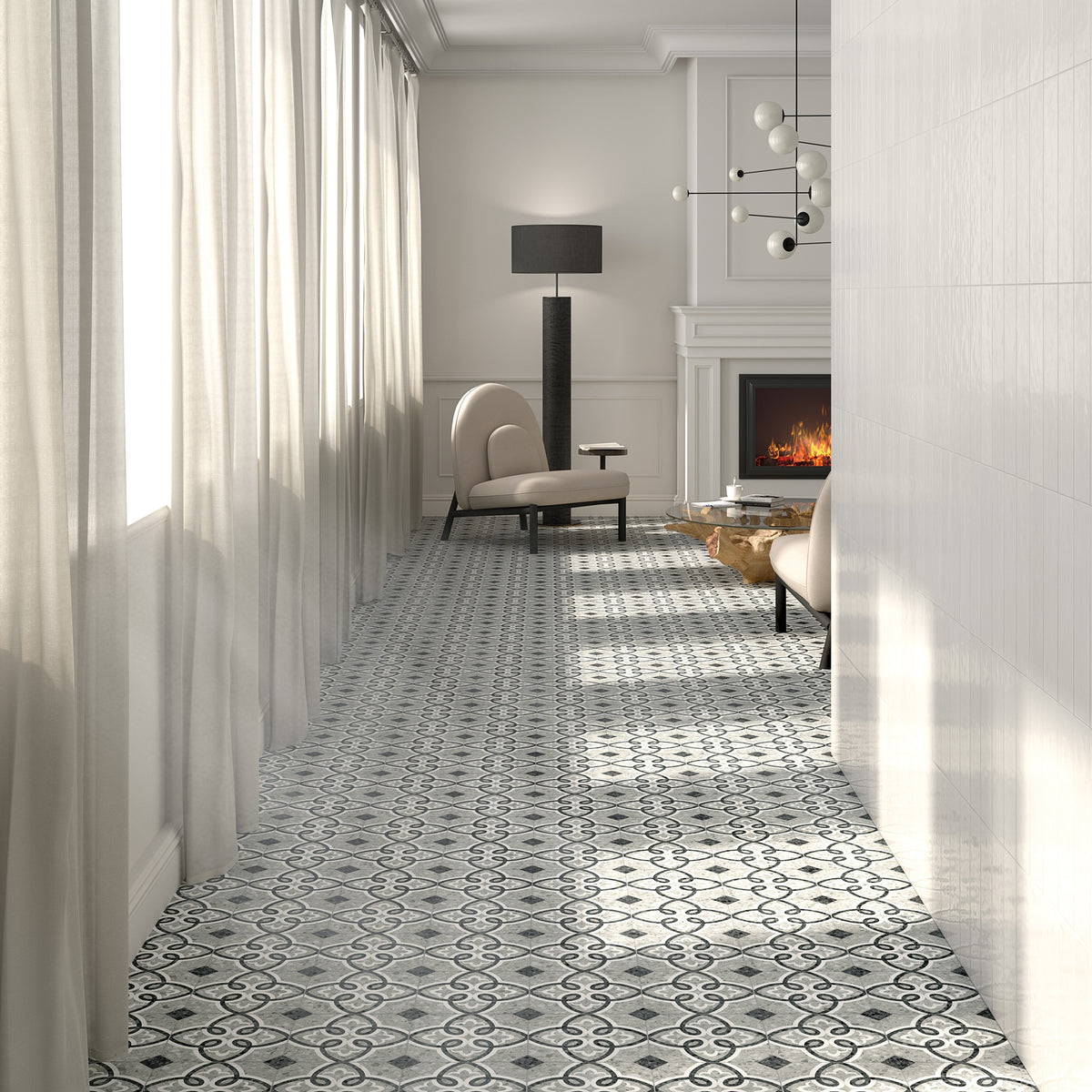 Cocina con baldosa octogonal terrazo Asti Agliano Gris - Vetonek