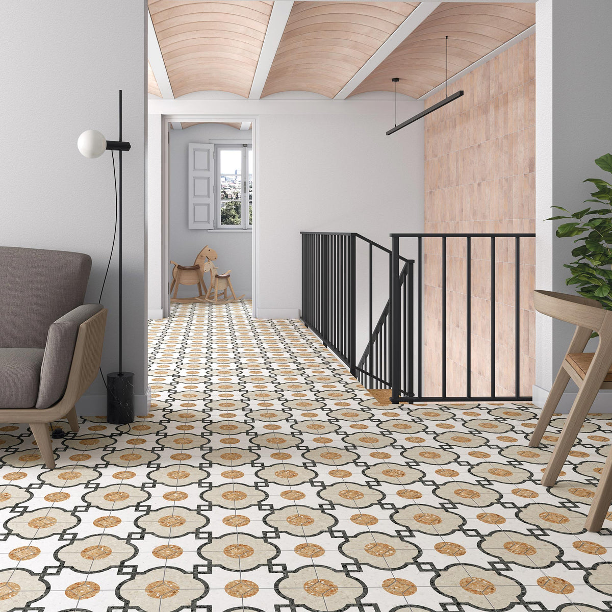 Ambiente con baldosa octogonal terrazo Asti Costigliole Multicolor - Vetonek