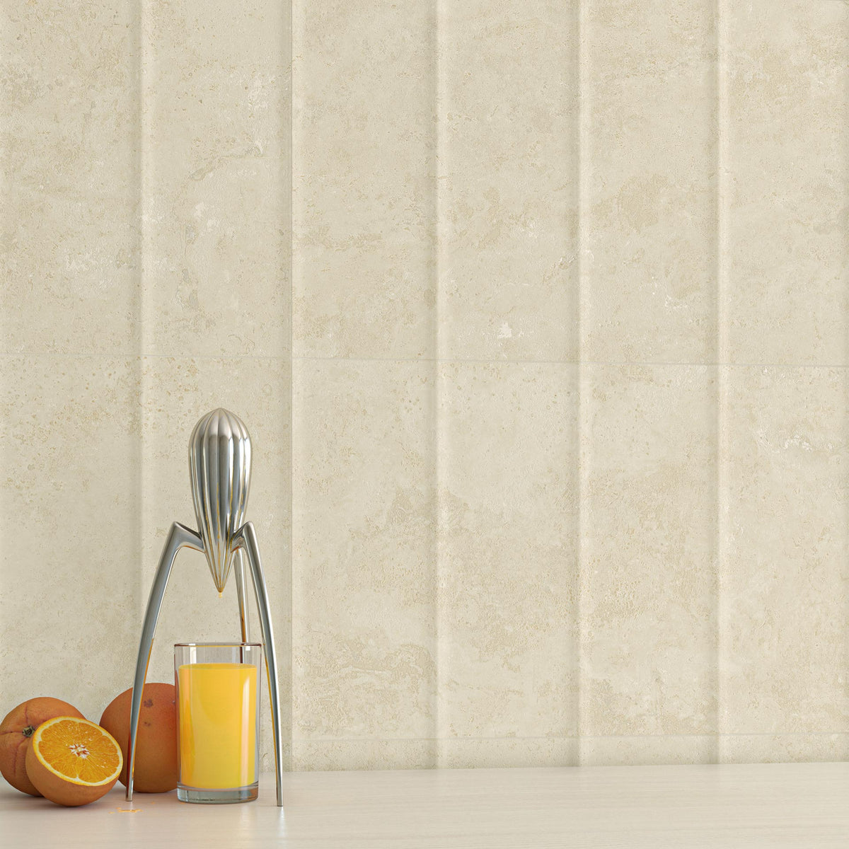 Ambiente cocina con revestimiento efecto piedra Bassano Natural Relieve - Vetonek