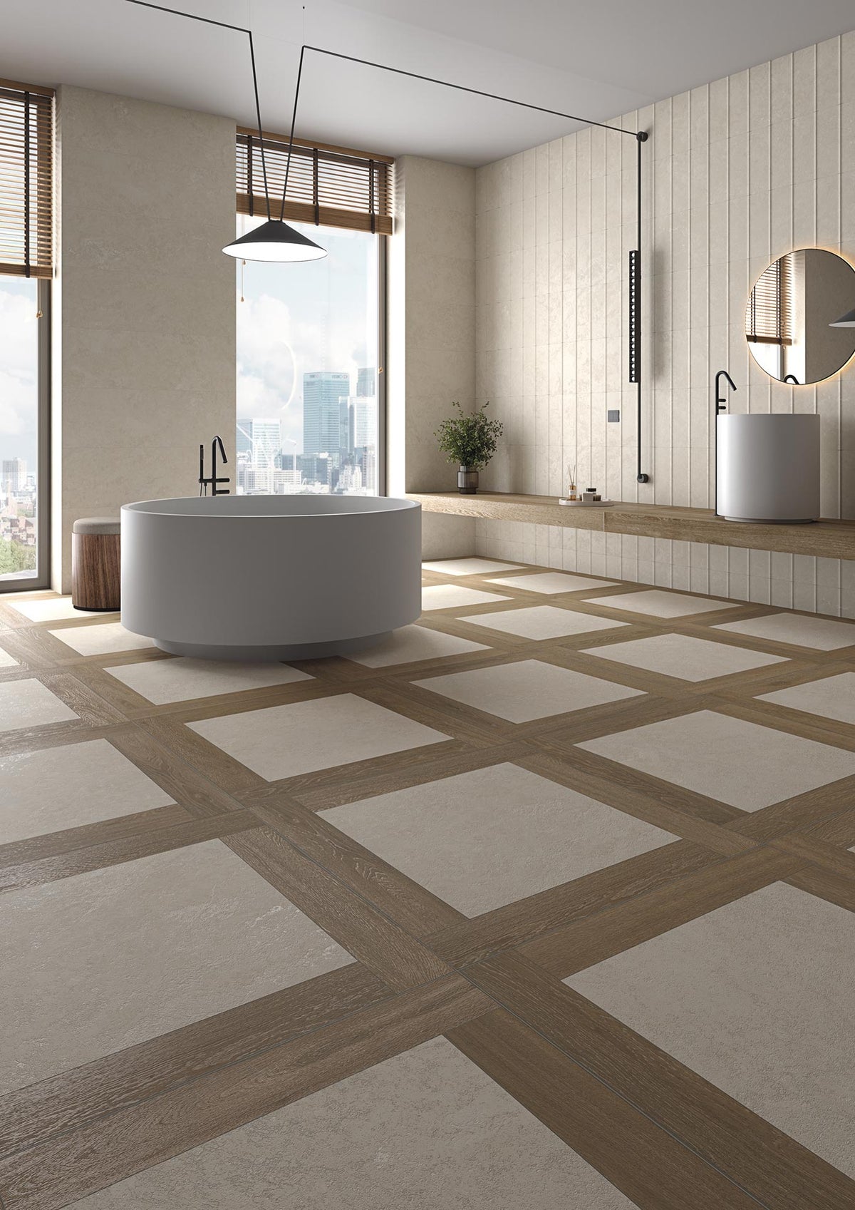 Ambiente baño con revestimiento efecto piedra Bassano Natural - Vetonek