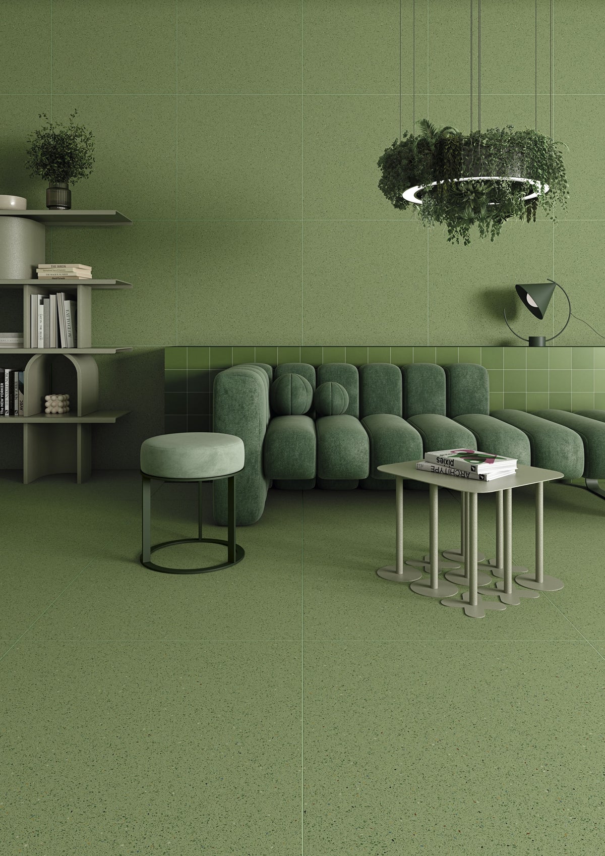 Ambiente con azulejo mate Ancona Verde - Vetonek