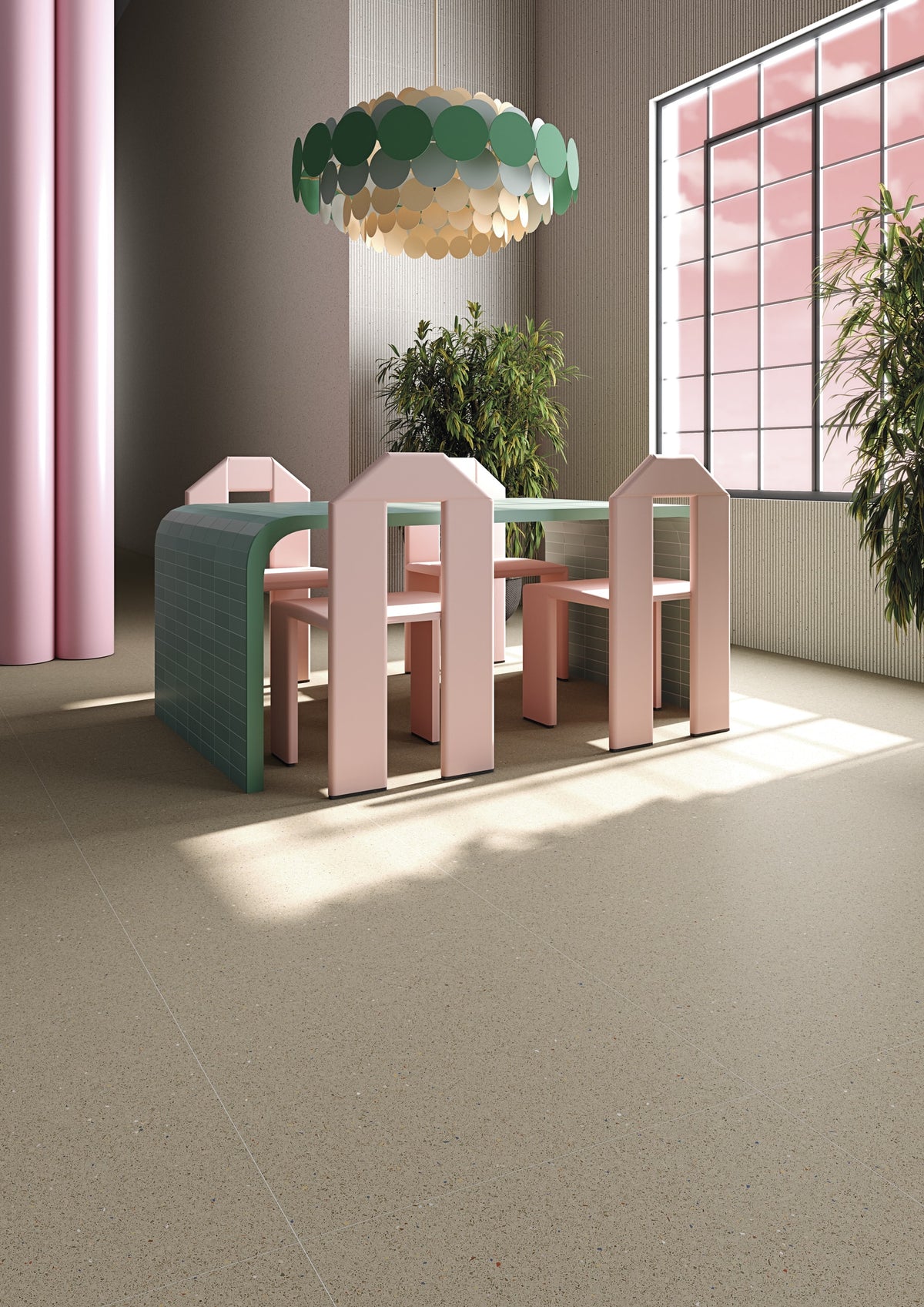 Ambiente con revestimiento terrazo Savona Umbra - Vetonek