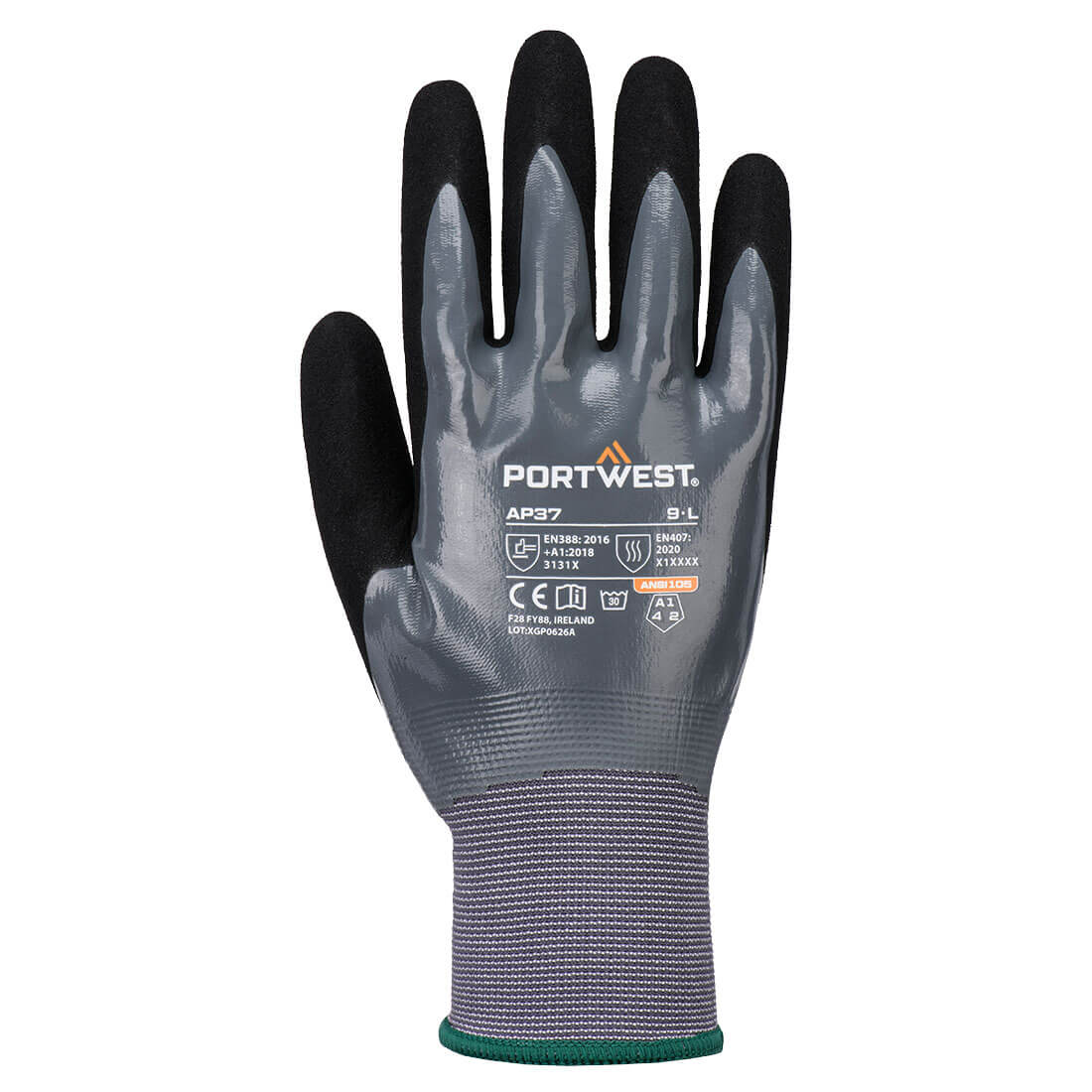 Grip 15 guante de espuma de nitrilo para pantallas táctiles Gris/Negro - Portwest AP37