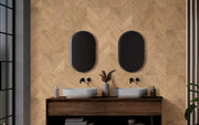 Chartres relieve 30x90 oak en baño