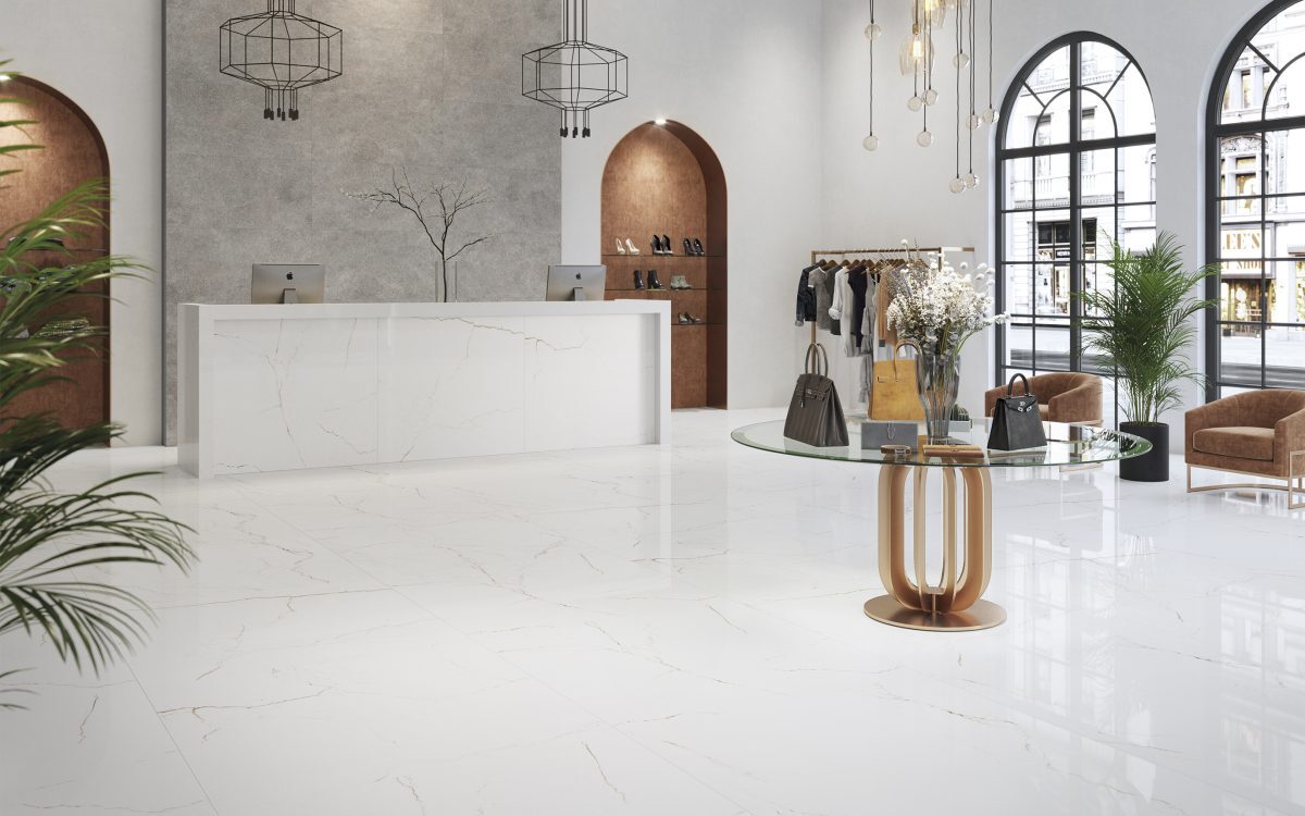Laval Blanco 120x120 pulido en salón