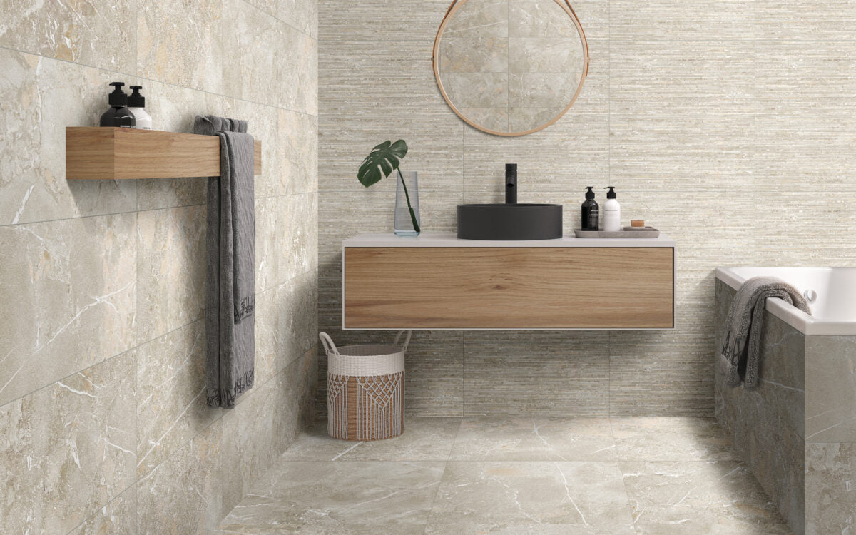 Limoges nature con relieve en baño