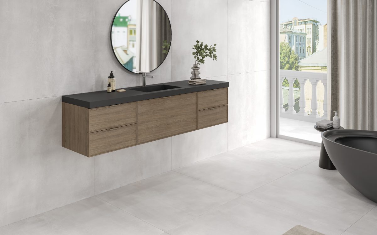 Laon Blanco 100x100 en baño