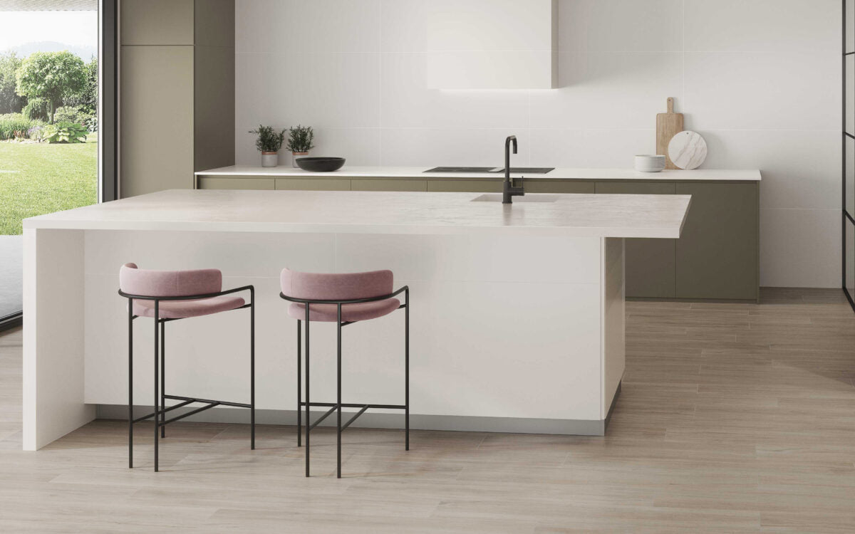 Limoux Blanco mate 60x120 en cocina