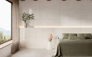 Mulhouse blanco con relieve en dormitorio
